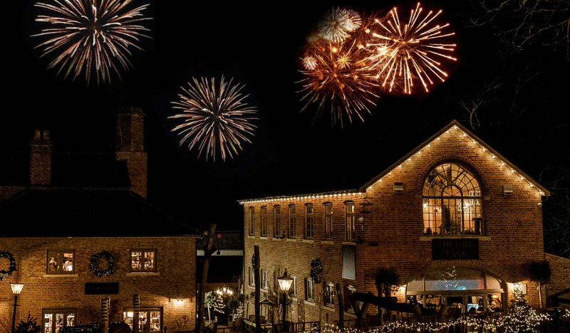 Photo showing fireworls above the enginge yard at Blevoir Castle